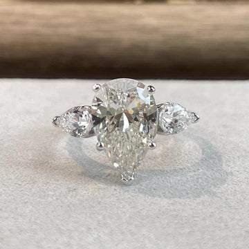 Amazing 3 Stone 18KGP  Pear Cut Water Drop 3ct Moissanite Ring S925 Silver Eternity Rings Certified Fine Jewellery